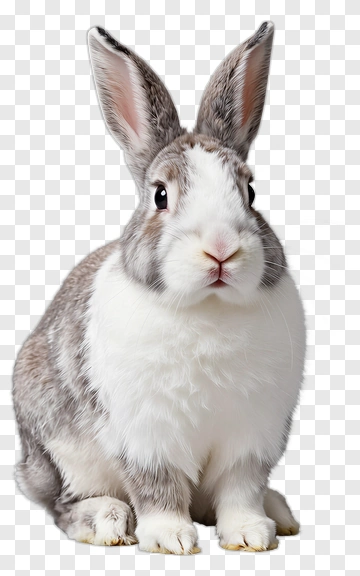 Gray And White Rabbit Sitting PNG