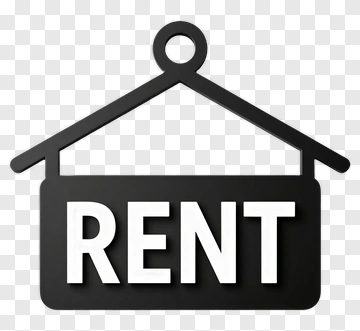 Black Rent Sign With White Lettering PNG