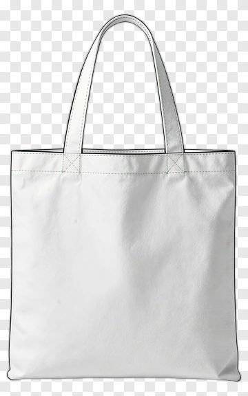 White Tote Bag With Green Stitch PNG