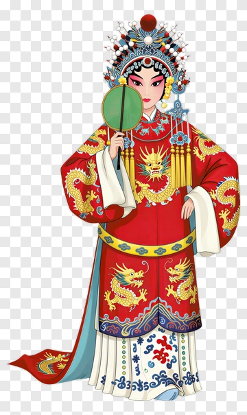 Peking Opera Performer In Dragon Robe PNG