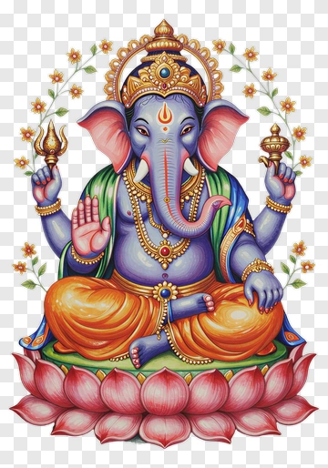 Ganesha Seated On Lotus PNG