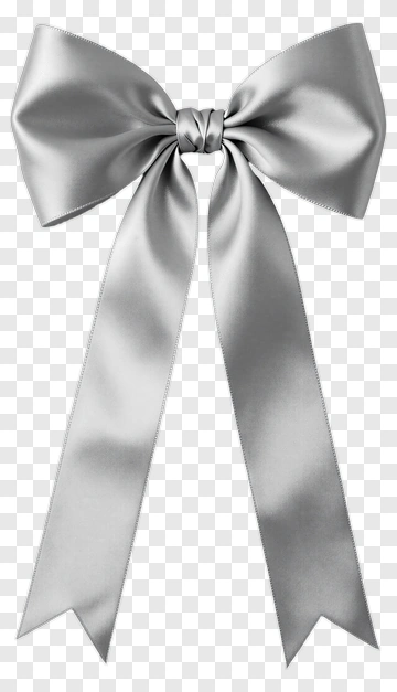 Silver Satin Bow PNG