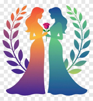 Two Women Holding A Rose PNG