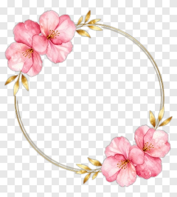Pink Flower Frame With Gold Accents PNG