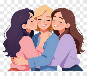 Three Women Sharing A Warm Hug PNG