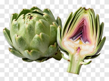 Fresh Artichoke With Cross-Section PNG