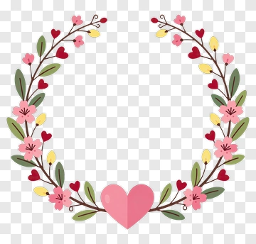 Floral Heart Wreath Design PNG