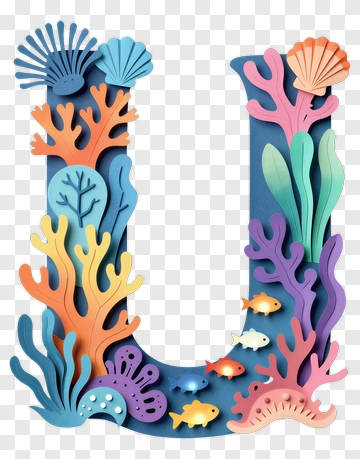 Colorful Underwater Letter U PNG