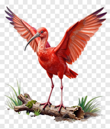 Red Ibis With Spread Wings PNG