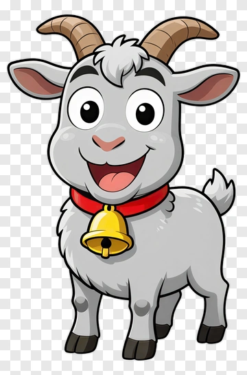 Cartoon Goat With Bell PNG