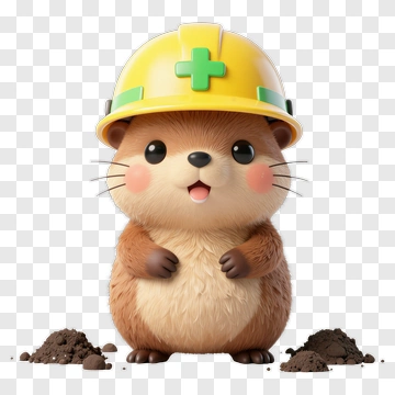 Cute Beaver Construction Worker PNG