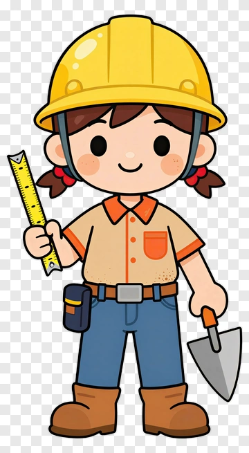 Cartoon Construction Worker With Tools PNG
