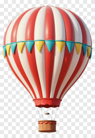 Red And White Hot Air Balloon PNG