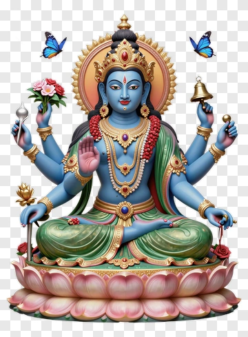 Blue-Skinned Goddess With Four Arms PNG