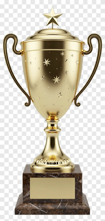 Golden Trophy With Star Decorations PNG