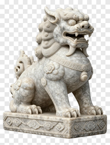 Chinese Guardian Lion Statue PNG