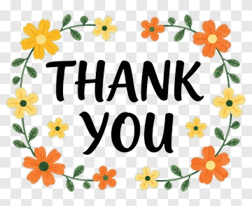 Thank You With Flower Wreath PNG