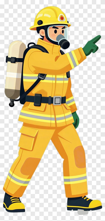 Firefighter Pointing Forward PNG