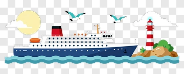 Cruise Ship And Lighthouse PNG