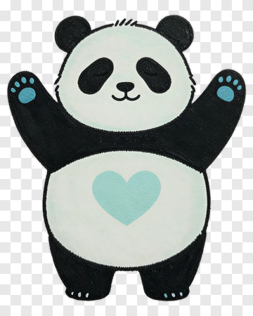 Cute Panda With Heart PNG