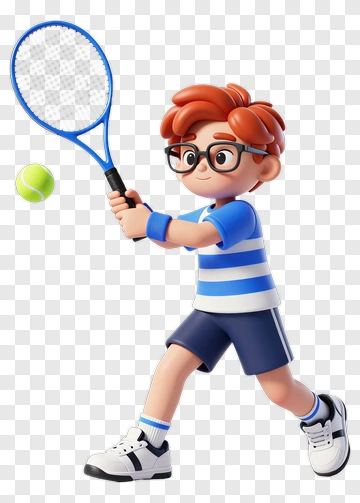Boy Playing Tennis With Glasses PNG