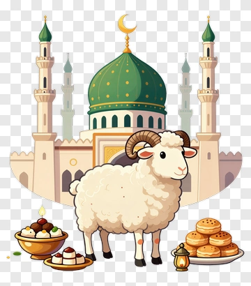 Cartoon Sheep With Food And Lantern PNG