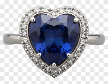 Heart-Shaped Tanzanite Ring With Diamond Halo PNG