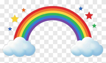 Rainbow With Clouds And Stars PNG
