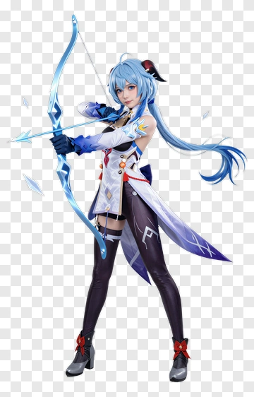 Blue Haired Archer Cosplayer PNG
