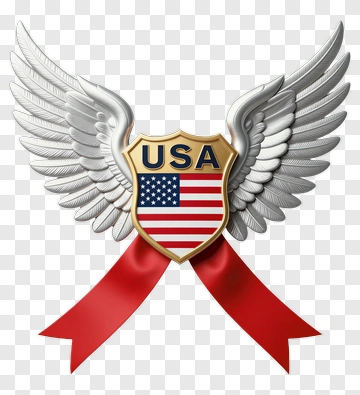 American Emblem With Wings And Ribbon PNG
