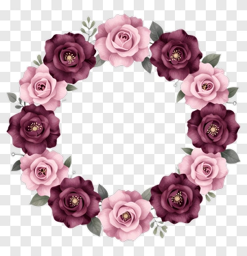 Flower Wreath Of Pink And Purple Roses PNG