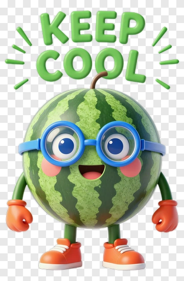 Cool Watermelon Character PNG