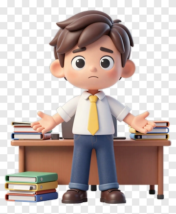 Cartoon Student Looking Confused PNG
