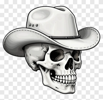 Skull Wearing Cowboy Hat PNG