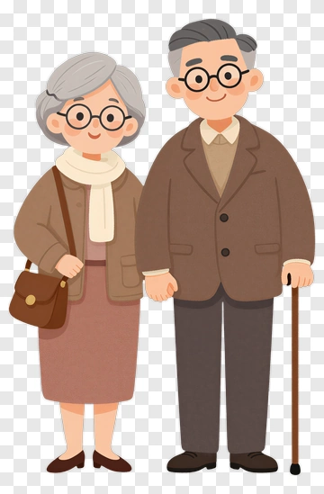 Elderly Couple Holding Hands PNG