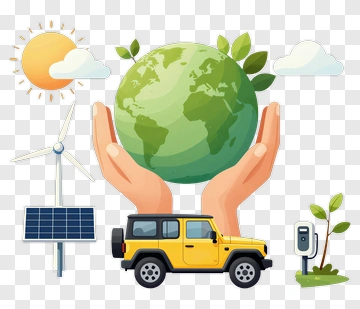 Hands Holding Earth With Eco Elements PNG