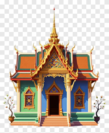 Thai Temple With Colorful Details PNG