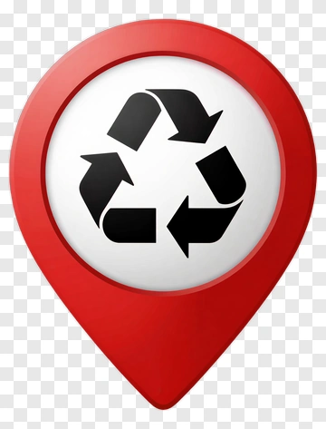 Red Map Pin With Recycling Symbol PNG