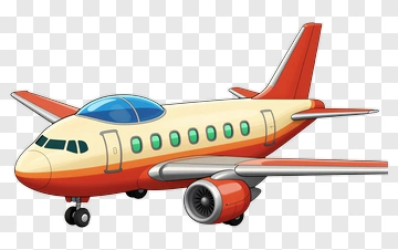 Cartoon Airplane With Red And Yellow Livery PNG