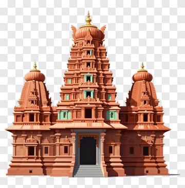 Orange Temple With Green Accents PNG