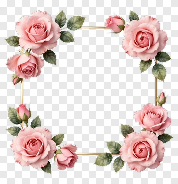 Pink Roses Flower Frame PNG