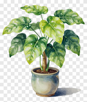 Watercolor Potted Monstera Plant PNG