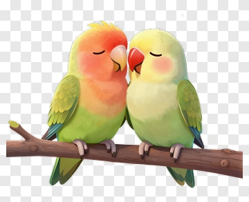 Love Birds On A Branch PNG