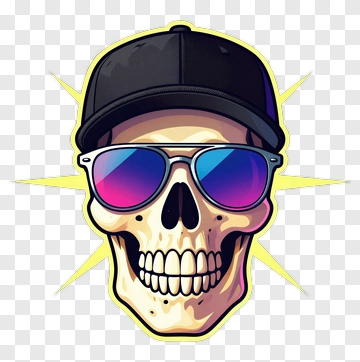Skull Wearing Cap And Sunglasses PNG