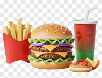 Delicious Fast Food Meal Set PNG