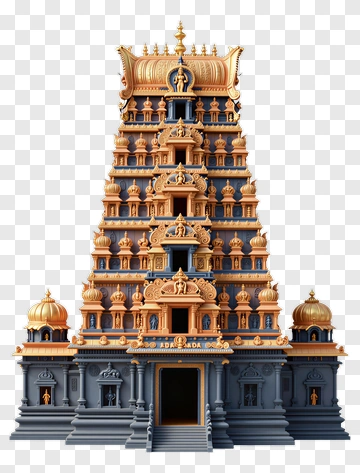 Golden And Blue Temple With Ornate Details PNG