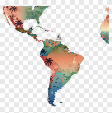 Tropical Americas Map Illustration PNG
