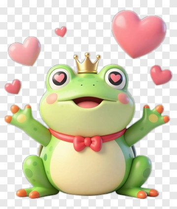 Cute Frog Prince With Heart PNG
