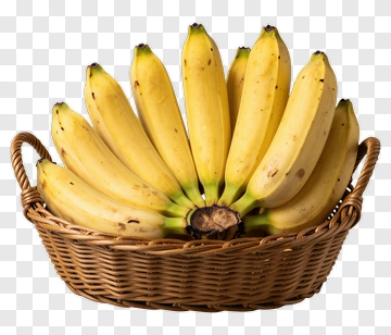 Fresh Bananas In A Woven Basket PNG