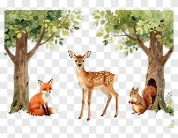 Forest Animals Together PNG